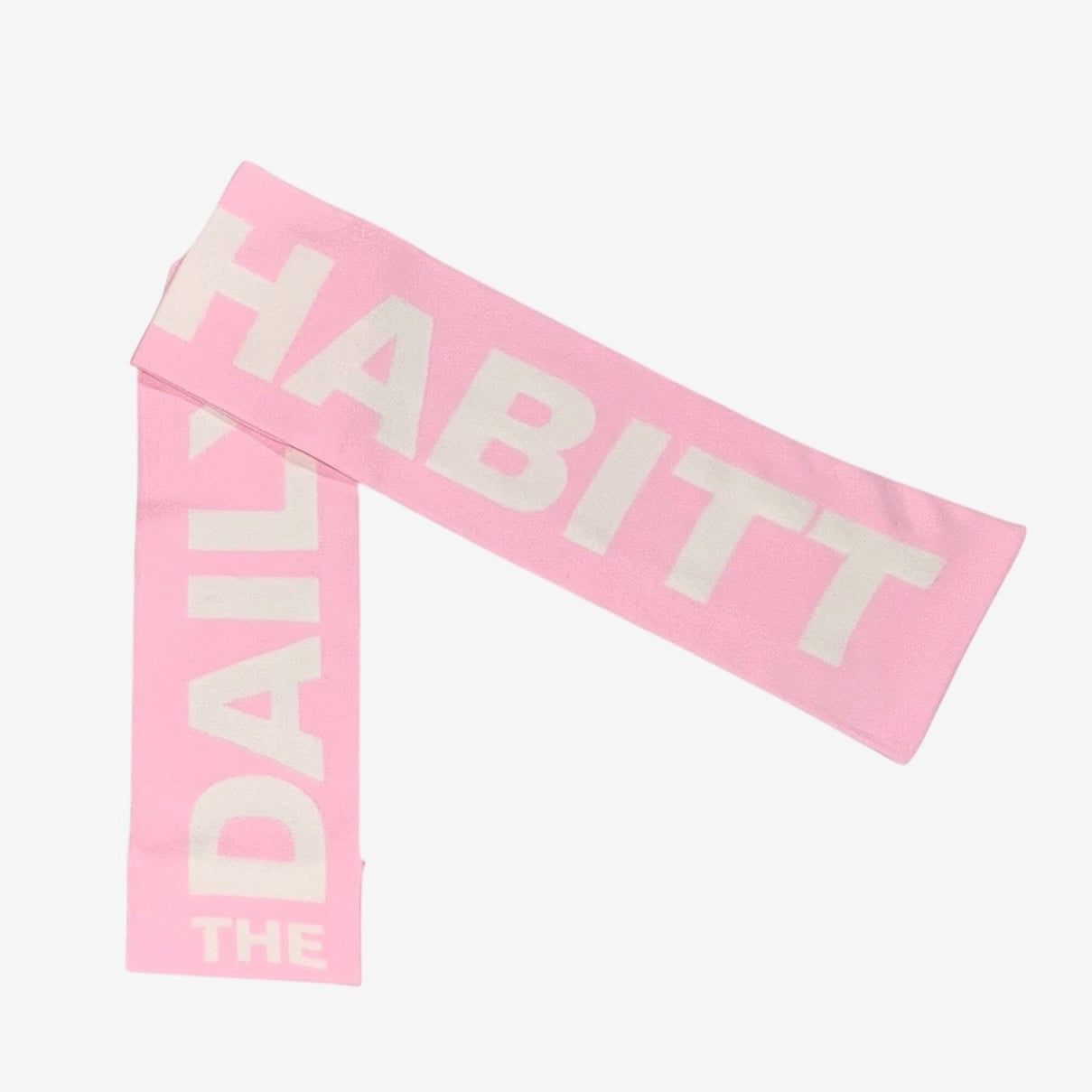 Pink Scarve with The Daily Habitt Logo in White letters